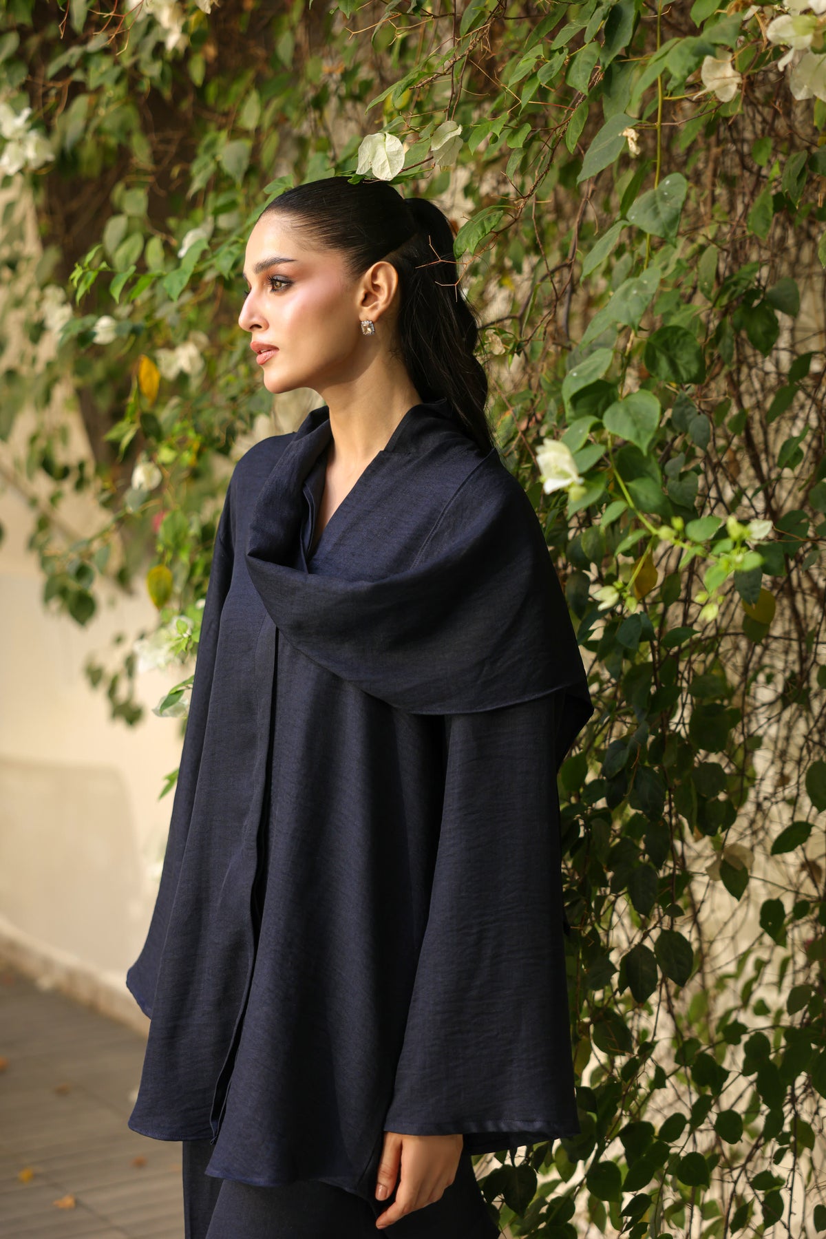 Zuri navy draped two piece
